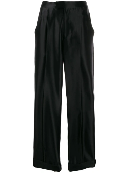 Pantaloni talie inalta Tom Ford negri din matase si vascoza