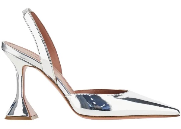 Pantofi 'Holli' metallized leather slingback pumps