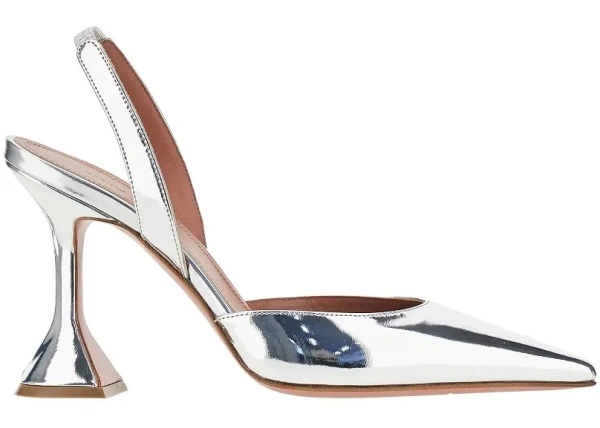 Pantofi 'Holli' metallized leather slingback pumps