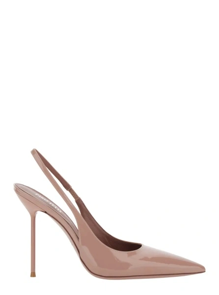 Pantofi Pumps 'Lidia' Slingback with High Stiletto Heel and Elasticized Strap in Pink Leather for Women