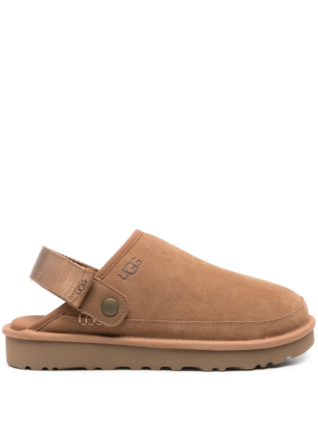 Papuci UGG maro din material textil si piele intoarsa