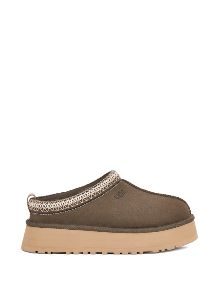 Papuci UGG verzi din piele intoarsa si material textil