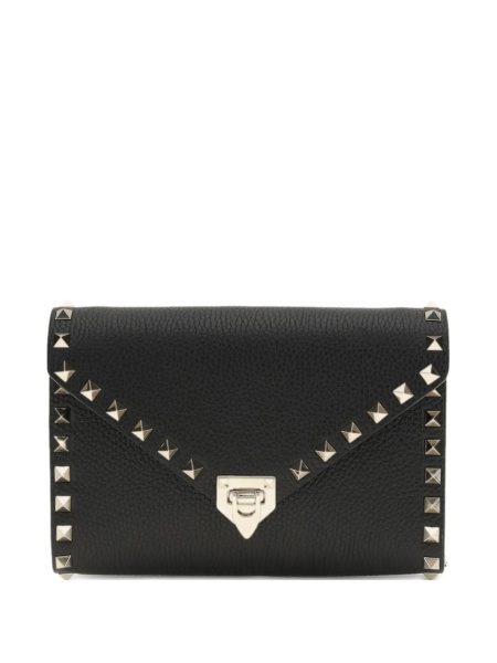 Portofel Valentino Garavani Rockstud negru din piele