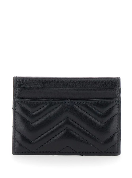 Portofele 'GG Marmont' black Card holder with quilted design and GG logo in leather for women