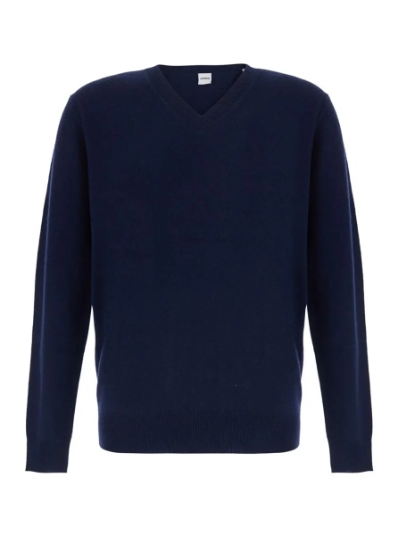 Pulover Blue V-Neck Sweater in Wool and Cashmere for Men