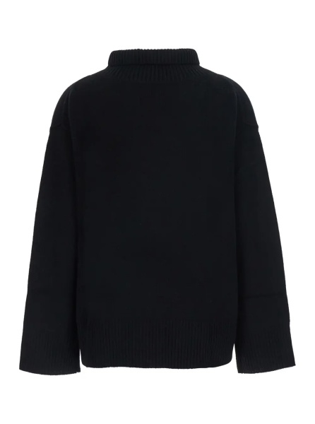 Pulover Boyfriend Turtleneck Sweater with high collar and long sleeves in black cashmere for women