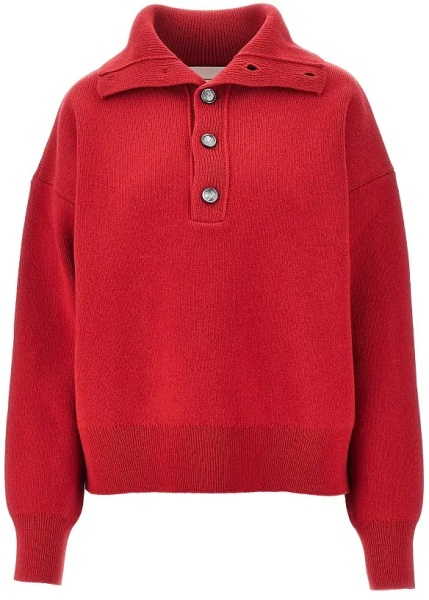 Pulover Buttoned high-neck wool sweater