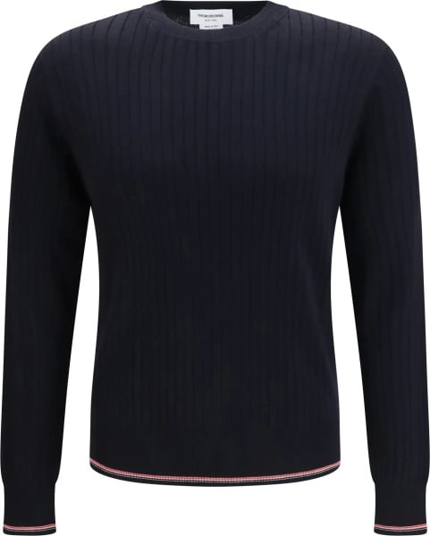 Pulover Crewneck cotton knit Sweater with 4-bar detail