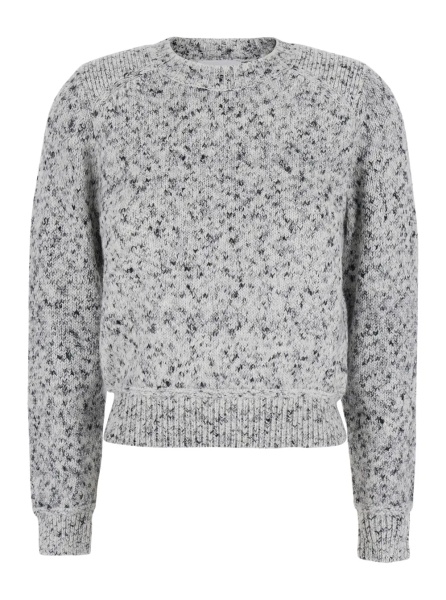 Pulover Grey sweater with round-neck and long-sleeve in wool blend women