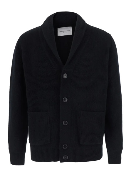 Pulover Lapel Jacket ML with Notched Revers and Front Closure in Black in Wool Men