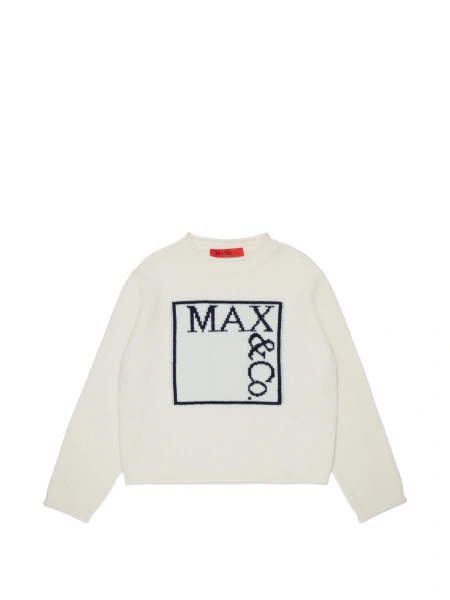 Pulover MAX&CO alb din lana si vascoza