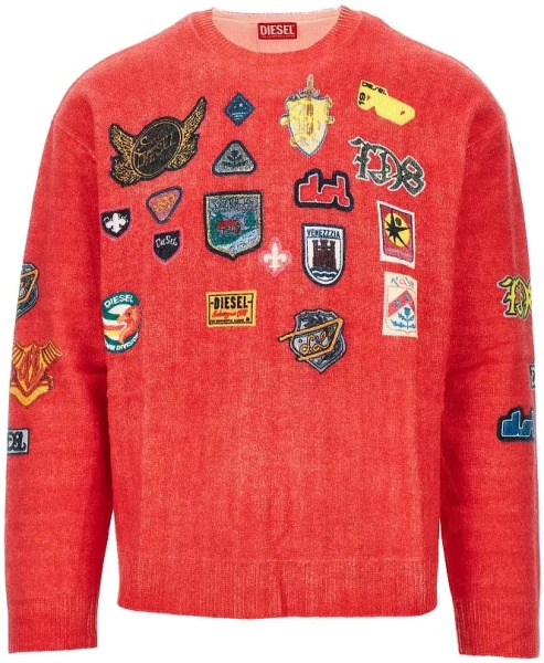 Pulover Printed patches wool sweater