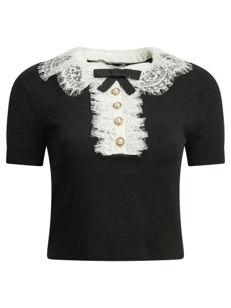 Pulover Sweater with lace collar