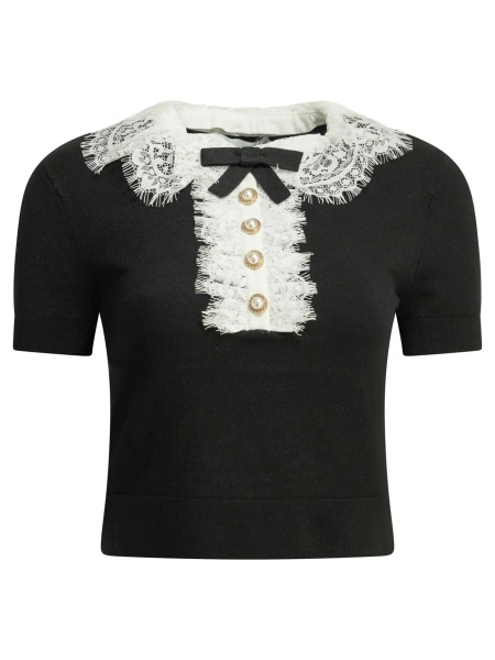Pulover Sweater with lace collar