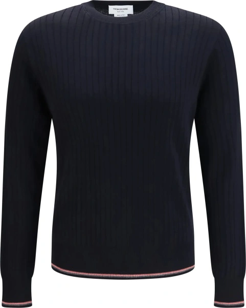 Pulover Thom Browne albastru din bumbac