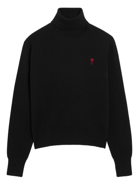 Pulover tricotat AMI Paris ami de coeur negru