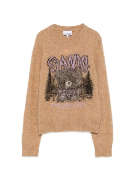Pulover tricotat Ganni neutru