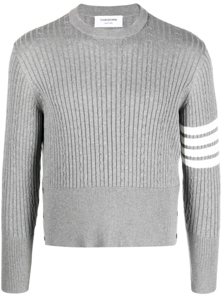 Pulover tricotat Thom Browne gri