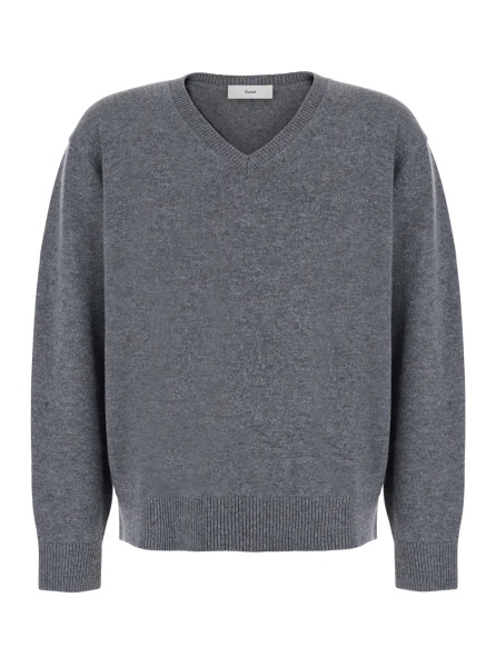 Pulover UNISEX CASHMERE V-NECK SWEATER with long sleeves and V-neck in Wool and Cashmere Gray Unisex