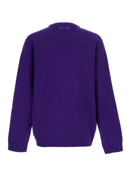 Pulover Violet Crewneck sweater with logo detail on the back in wool blend for men
