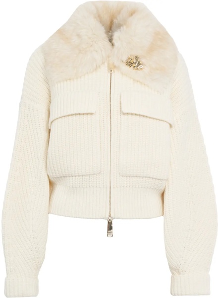 Pulovere Knit jacket with faux fur collar