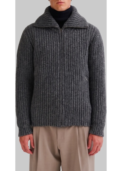 Pulovere Ribbed Zip Jacket In Anthracite