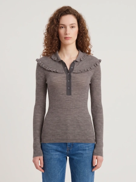 Pulovere Slim-Fit Henley Shirt In Ultra-Thin Wool Knit