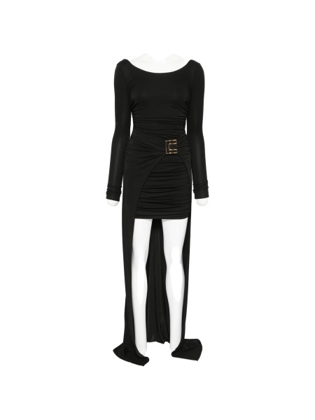 Rochie de seara Elisabetta Franchi neagra din vascoza si spandex/elastan