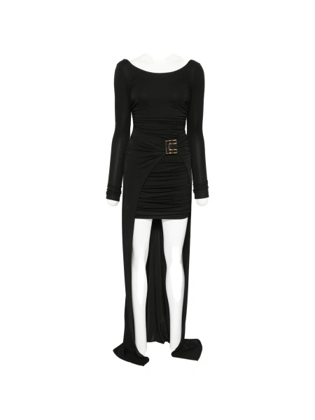 Rochie de seara Elisabetta Franchi neagra din vascoza si spandex/elastan
