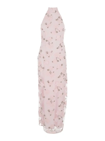 Rochie lunga ROTATE Birger Christensen roz 'Floral'