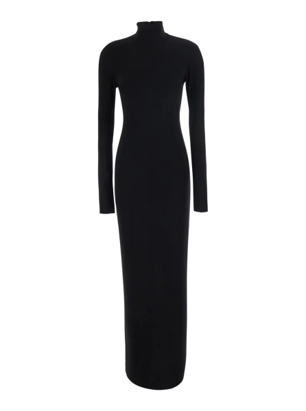 Rochii Black Long dress with high collar and back closure in Tech Fabric for women