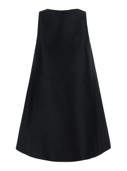 Rochii Black round-neck dress with flared design in silk and wool women