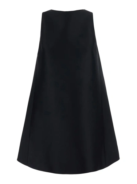 Rochii Black round-neck dress with flared design in silk and wool women