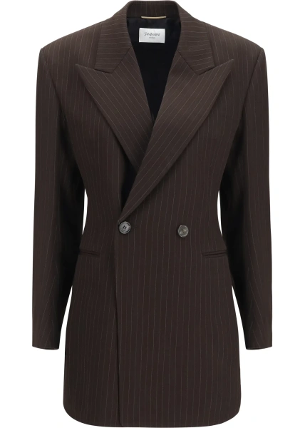 Rochii Double-breasted pinstripe mélange wool Jacket
