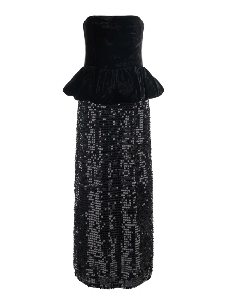 Rochii Dress SEQUINS MAXI PEPLUM with polyester fabric and black color for women