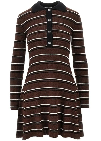 Rochii Knitted short dress with striped motif
