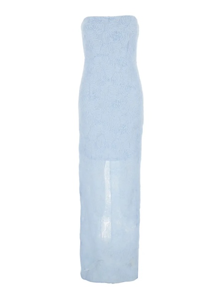 Rochii Light blue Long dress with all-over floral motif and back closure in Tech Fabric woman