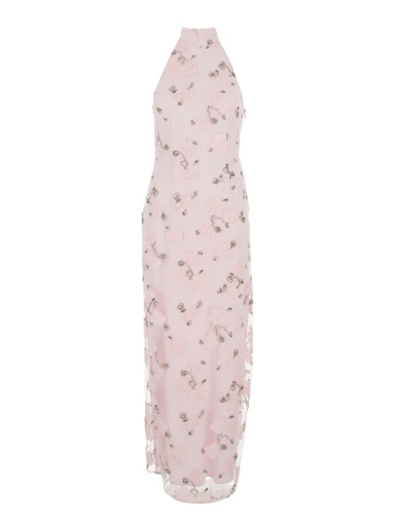 Rochii Long Dress 'Floral' with Open Back in Pink Fabric for Women