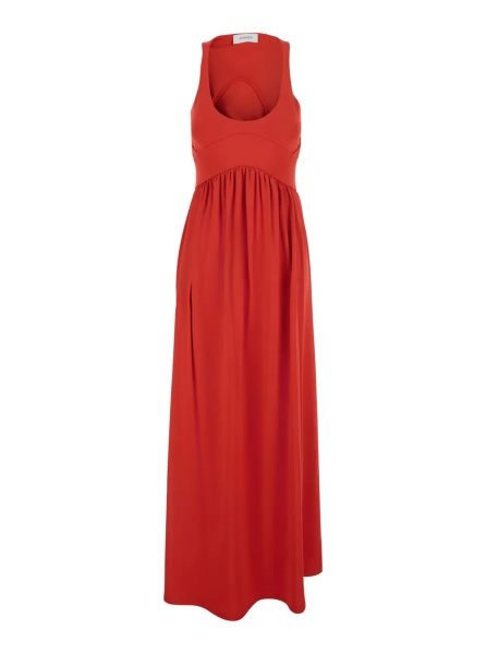 Rochii 'Panino' red sleevelesss long dress with round neckline and cut-out on the back in stretch viscose for women
