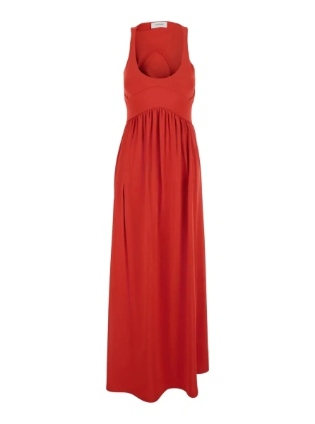 Rochii 'Panino' red sleevelesss long dress with round neckline and cut-out on the back in stretch viscose for women