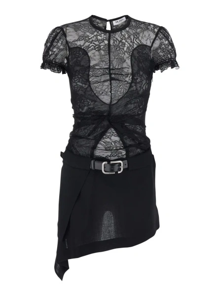 Rochii Wool crepe and lace dress