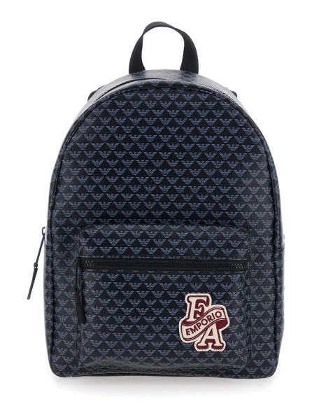 Rucsac Black Backpack with all-over logo print and logo patch on the front in Tech Fabric Boy