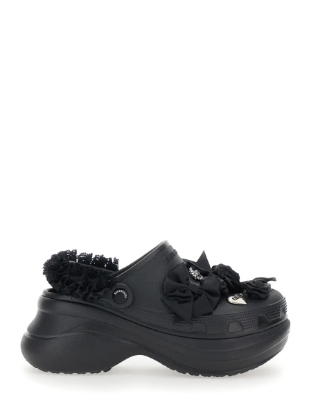 Saboti 'Jibbitz x Crocs' Black Mule with Logo Plaque and Applications in Rubber Woman