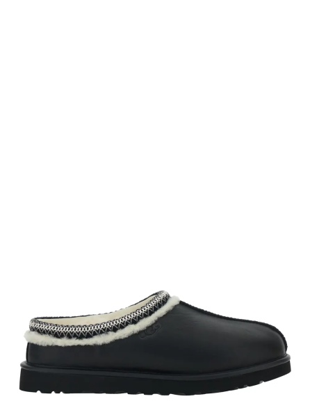 Saboti 'Tasman' Black Mules with Embossed Logo in Leather Man