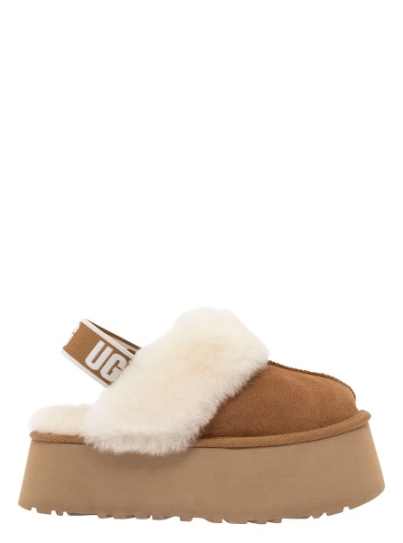 Saboti W FUNKETTE is a slipper with fur and brown rubber sole for women