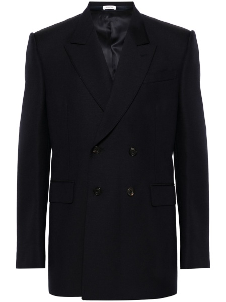 Sacou Alexander McQueen albastru din lana si mohair
