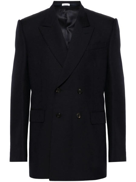 Sacou Alexander McQueen albastru din lana si mohair