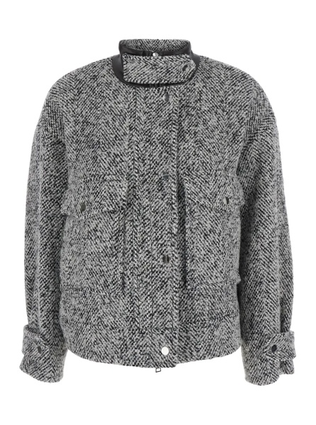 Sacou Blue jacket with high collar and long sleeves in Tech Fabric for women