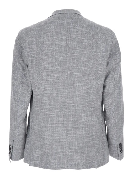 Sacou Gray Single-breasted Jacket with Notched Revers in Fabric for Men