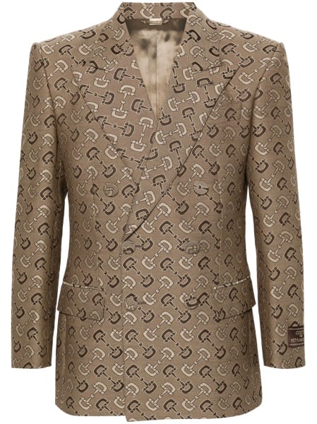 Sacou Gucci Horsebit neutru din bumbac si lana